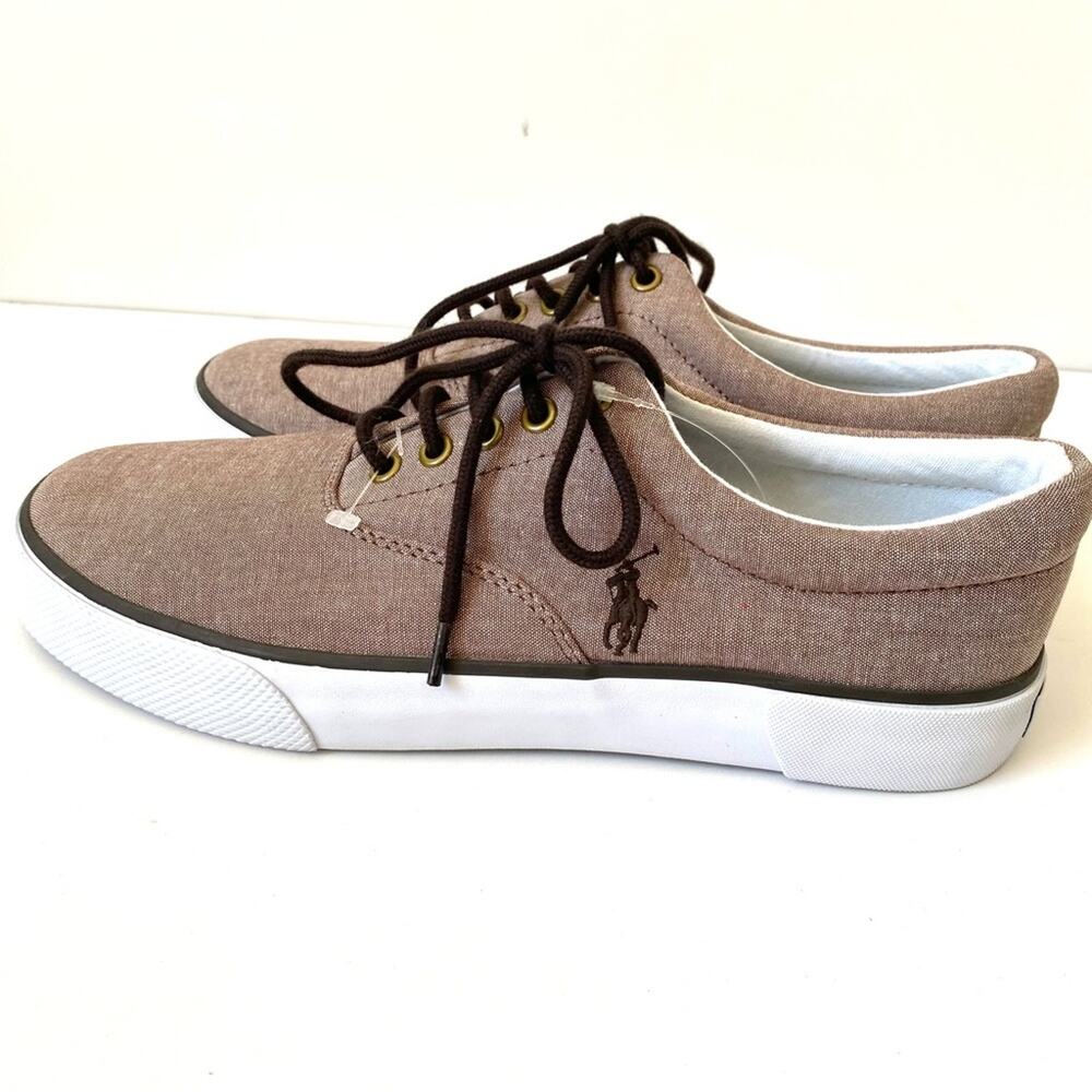 Polo Ralph Lauren Forestmont II Brown Chambray NWOB Mens sneakers size 8.5 - Picture 6 of 10